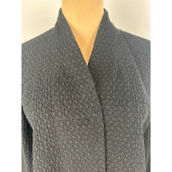 Eileen Fisher Size Petite Small Black Honeycomb High Mock Neck Overcoat Timeless - Picture 3 of 16